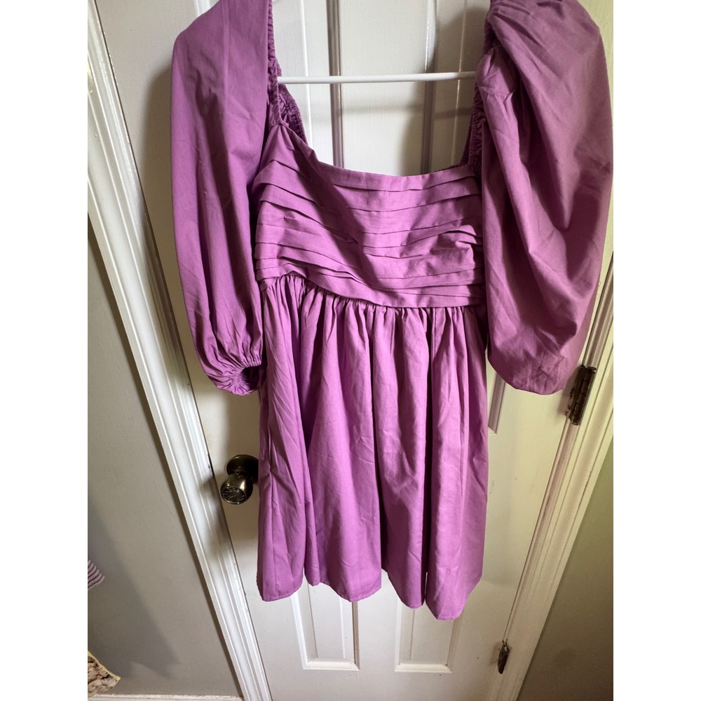 Abercrombie & Fitch Purple Puff Sleeve‎ Pleated Babydoll Mini Dress Small